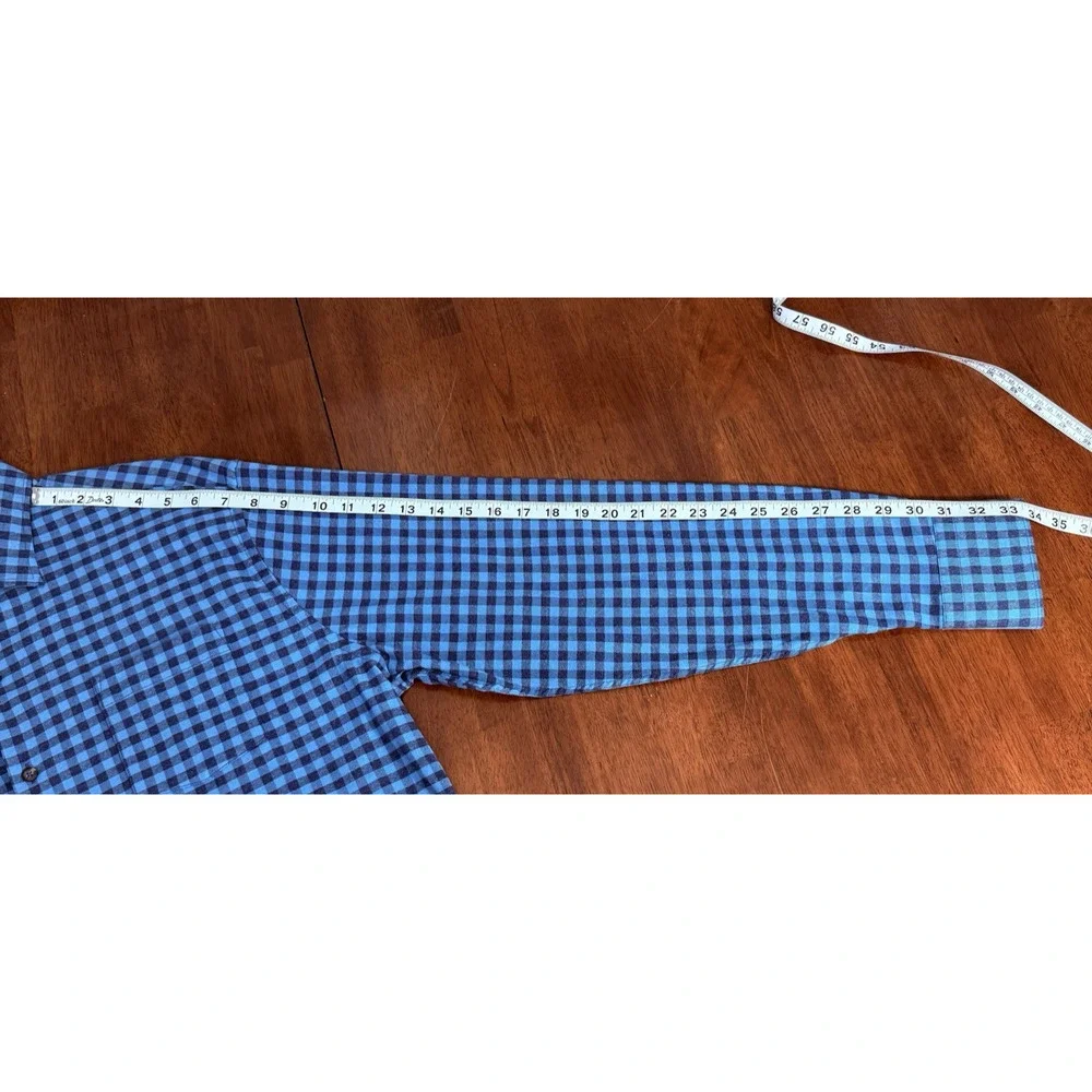 Peter Millar Summer Comfort Flannel Blue Gray Gingham Style Men's Size Large‎